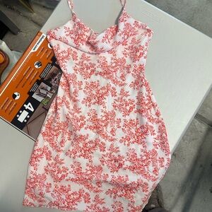 Urban Outfitters Satin Floral Print Spaghetti Strap Dress